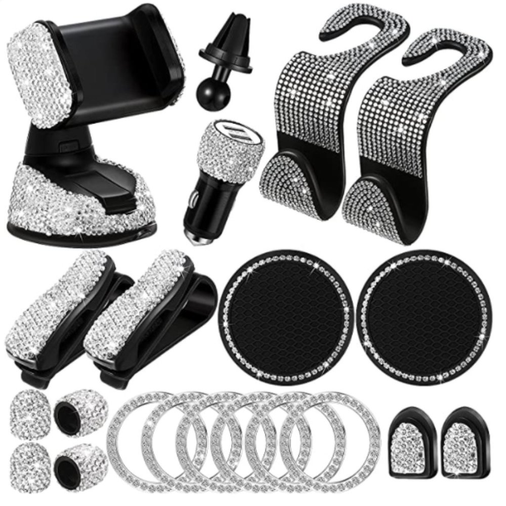 FLAPI Bling Car Accessories Set - Silver